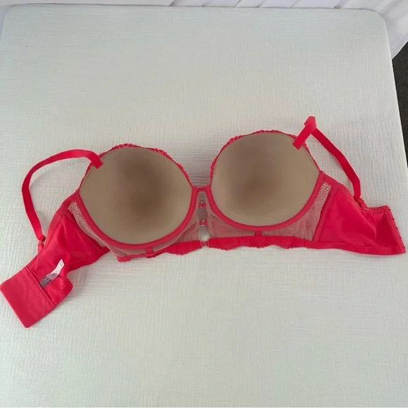 Adored by Adore Me Morgan Lace Push Up Bra Hot Pink 40DD Like New - Picture 3 of 6